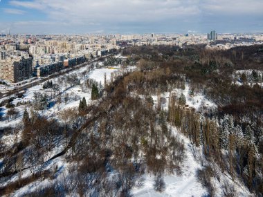 Amazing Aerial Winter view of South Park in city of Sofia, Bulgaria