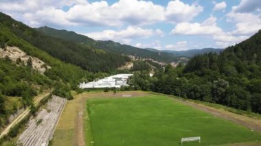 Aerial view of famous spa resort town of Devin, Smolyan region, Bulgaria