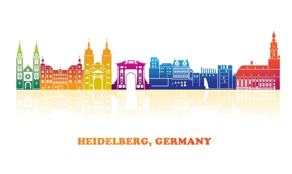 Colourfull Skyline Panorama City Heidelberg Germany Vector Illustration — Vector de stock