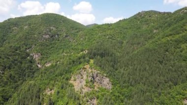 Aerial Summer view of Ecotrail Struilitsa and Devin River gorge, Smolyan Region, Bulgaria