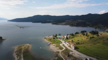 Aerial Summer view of Dospat Reservoir, Smolyan Region, Bulgaria