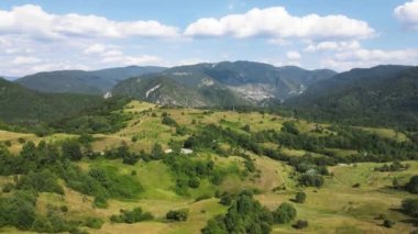 Aerial summer view of Rhodope Mountains near Borino, Smolyan Region, Bulgaria