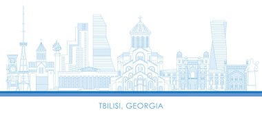 Gürcistan 'ın Tiflis kentinin Skyline ana hatları - vektör illüstrasyonu