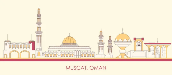 Cartoon Skyline Panorama City Muscat Oman Vector Illustration - Stok Vektor