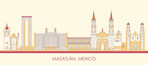 Cartoon Skyline Panorama Ciudad Mazatlán México Ilustración Vectorial — Vector de stock