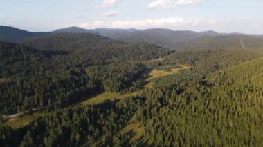 Aerial Sunset view of  Rhodopes Mountains near Beglika Reservoir, Pazardzhik Region, Bulgaria