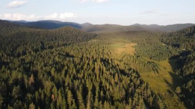 Aerial Sunset view of  Rhodopes Mountains near Beglika Reservoir, Pazardzhik Region, Bulgaria