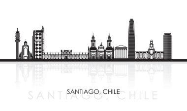 Santiago, Şili 'nin siluet Skyline panoraması - vektör illüstrasyonu