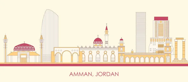 Cartoon Skyline Panorama Ciudad Ammán Jordania Ilustración Vectorial — Vector de stock