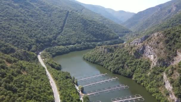 Aerial Summer View Krichim Reservoir Rhodopes Mountain Plovdiv Region Bulgaria — ストック動画