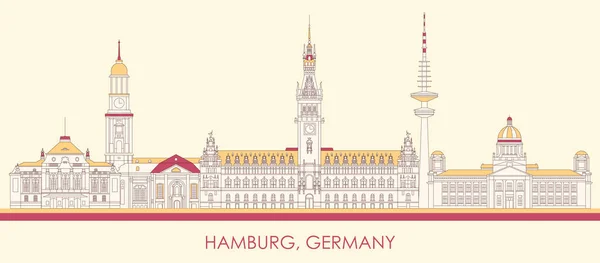 Cartoon Skyline Panorama Ciudad Hamburgo Alemania Ilustración Vectorial — Vector de stock