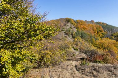 Bulgaristan 'ın Pernik bölgesindeki Erul Dağı' nın İnanılmaz Sonbahar Manzarası