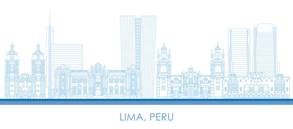 Lima Peru Şehrinin Skyline Görünümü Vektör Illüstrasyonu — Stok Vektör