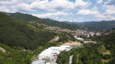 Aerial view of famous spa resort town of Devin, Smolyan region, Bulgaria