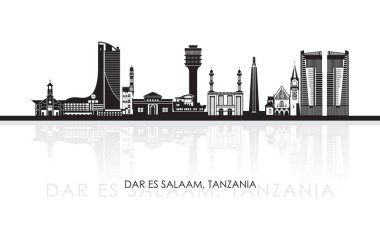 Dar Es Salaam, Tanzanya 'nın Siluet Skyline panoraması - vektör illüstrasyonu
