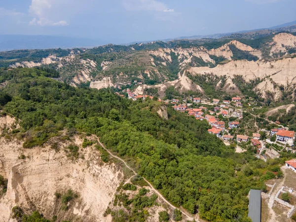 Vista Aérea Das Pirâmides Areia Melnik Região Blagoevgrad Bulgária — Fotografia de Stock