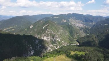 Aerial summer view of Rhodope Mountains near village of Borino, Smolyan Region, Bulgaria