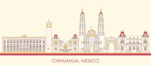 Cartoon Skyline Panorama Ciudad Chihuahua México Vector Ilustración — Vector de stock