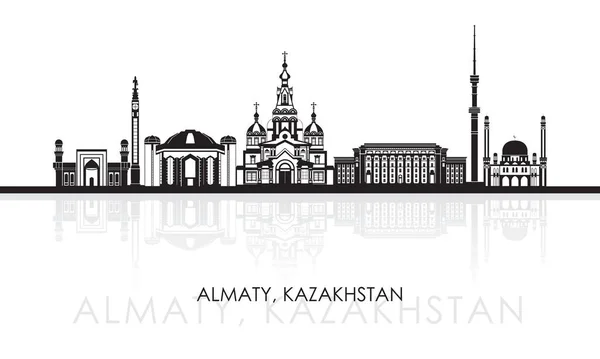 Siluet Skyline Panorama Kota Almaty Kazakhstan Gambar Vektor - Stok Vektor