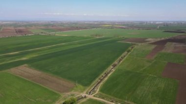 Bulgaristan 'ın Filibe Bölgesi' nin Tsalapitsa kasabası yakınlarındaki Yukarı Trakya Ovası kırsal manzarası