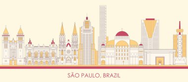 Brezilya 'nın Sao Paulo şehrinin Skyline karikatürü - vektör illüstrasyon