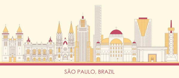 Cartoon Skyline Panorama Der Stadt Sao Paulo Brasilien Vektorillustration — Stockvektor