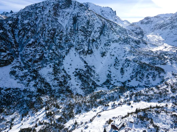Verbazingwekkende Antenne Winter Landschap Van Rila Mountain Buurt Van Malyovitsa — Stockfoto
