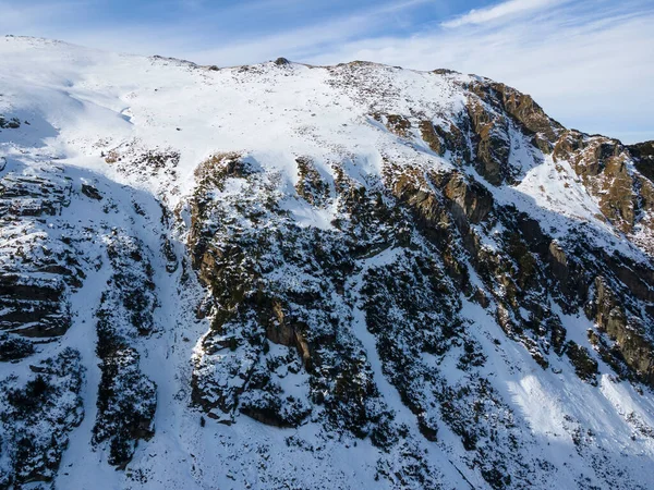 Καταπληκτικό Εναέριο Χειμερινό Τοπίο Του Όρους Ρίλα Κοντά Στην Κορυφή — Φωτογραφία Αρχείου