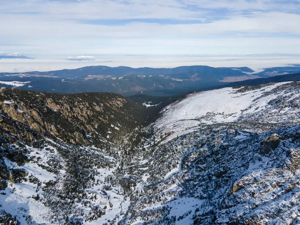 Удивительный Воздушный Зимний Пейзаж Горы Рила Возле Малевица Болгария — стоковое фото