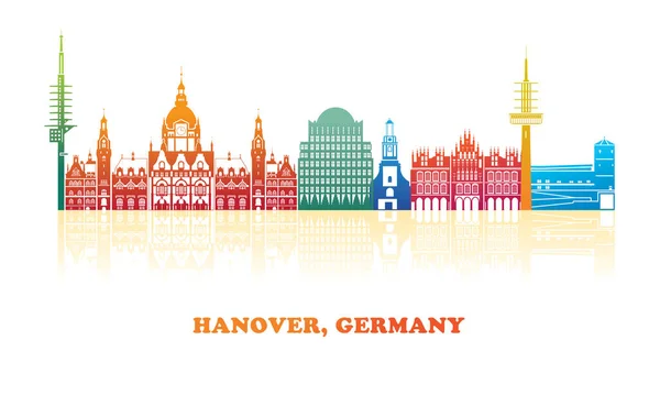 Panorama Todo Color Ciudad Hannover Alemania Ilustración Vectorial — Vector de stock