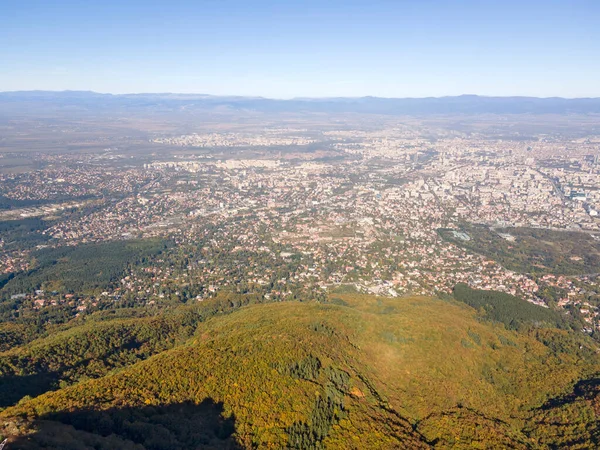 Amazing Aerial Autumn Panorama Vitosha Mountain Sofia City Region Bulgaria — Stock Photo, Image