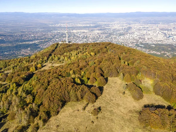 Panorama Outono Aéreo Incrível Montanha Vitosha Região Cidade Sofia Bulgária — Fotografia de Stock