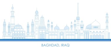 Bağdat, Irak 'ın Skyline panoraması - vektör illüstrasyonu