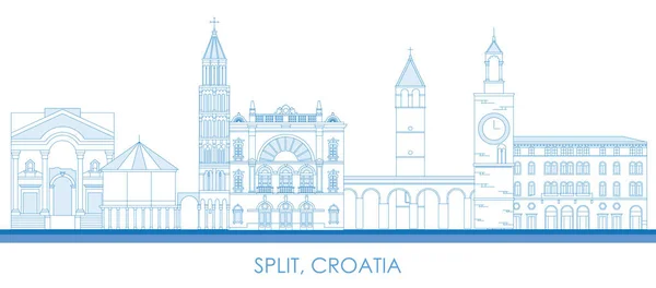 Περίγραμμα Πανόραμα Skyline Της Πόλης Του Σπλιτ Κροατία Διανυσματική Απεικόνιση — Διανυσματικό Αρχείο