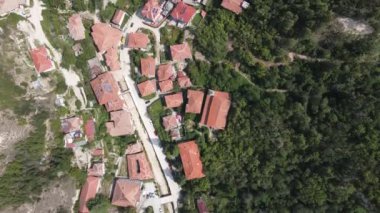 Bulgaristan 'ın Blagoevgrad bölgesinin tarihi Melnik kasabasının hava manzarası