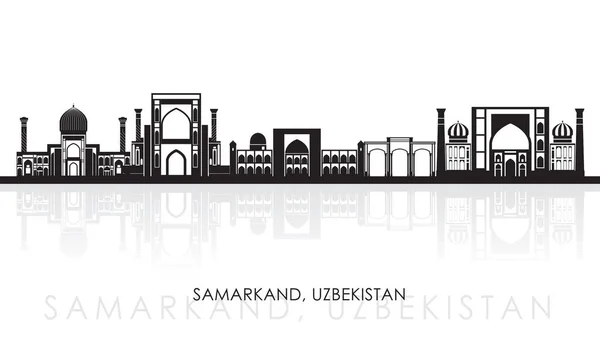 Siluet Skyline Panorama Dari Kota Samarkand Uzbekistan Gambar Vektor - Stok Vektor