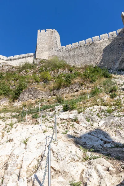 Ruínas Cidade Fortificada Medieval Golubac Costa Rio Danúbio Sérvia — Fotografia de Stock