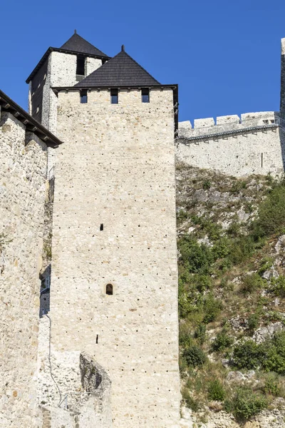 Ruins Medieval Fortified Town Golubac Coast Danube River Serbia — Stock Photo, Image