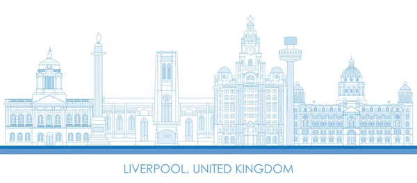 Esboço Panorama Horizonte Liverpool Reino Unido Ilustração Vetorial — Vetor de Stock