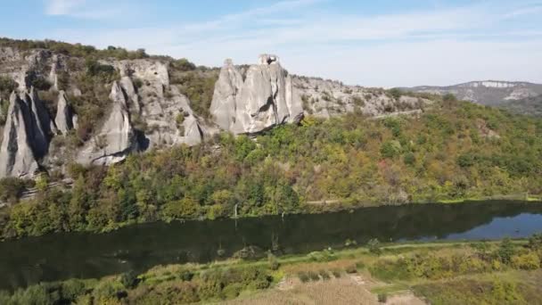 Úžasný Letecký Pohled Řeku Iskar Míjející Vesnici Karlukovo Lovecký Kraj — Stock video