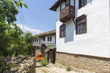 Otantik ondokuzuncu yüzyıl evleriyle Leshten Köyü, Blagoevgrad Bölgesi, Bulgaristan