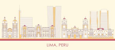 Lima, Peru 'nun Skyline karikatürü - vektör illüstrasyonu