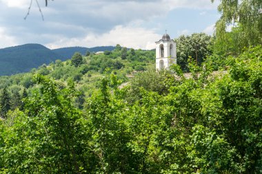 Otantik ondokuzuncu yüzyıl evleriyle Leshten Köyü, Blagoevgrad Bölgesi, Bulgaristan