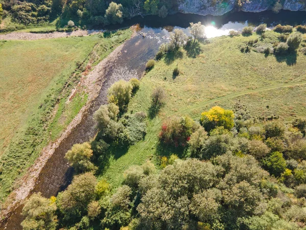 Erstaunliche Luftaufnahme Des Flusses Vit Vorbei Dorf Aglen Lovech Region — Stockfoto