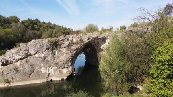 Amazing Aerial View Rock Bridge Village Aglen Lovech Region Bulgaria — Stock Video