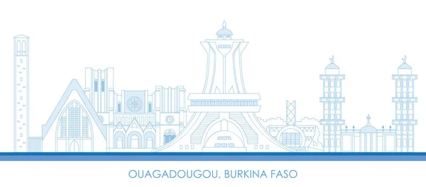 Aperçu Panorama Ville Ouagadougou Burkina Faso Illustration Vectorielle — Image vectorielle