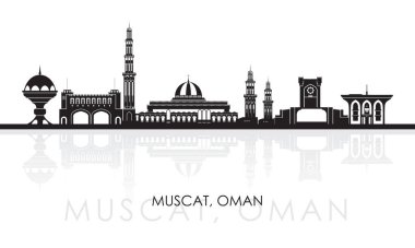 Muscat, Umman şehrinin siluet Skyline panoraması - vektör illüstrasyonu