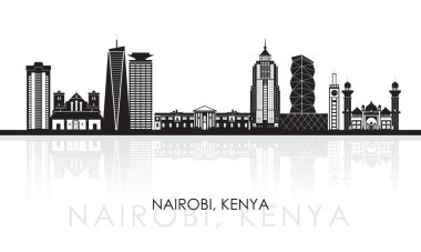 Kenya, Nairobi şehrinin siluet Skyline panoraması - vektör illüstrasyonu
