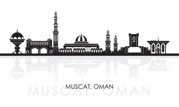 Siluet Skyline Panorama Dari Kota Muscat Oman Vektor Ilustrasi - Stok Vektor