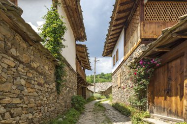 Bulgaristan 'ın Blagoevgrad Bölgesi, Otantik 19. yüzyıl evleriyle Kovaçevitsa köyü
